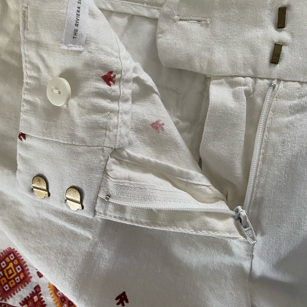 LOFT High Waist White and Orange Shorts - Picture 4 of 11